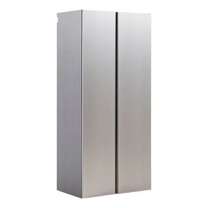 Benjara Osy Wall Mounted Tall Storage Garage Cabinet-4 Shelves-Double Door-Gray