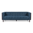 Benjara Yuro Sofa- 3 Seater- Chesterfield Button Tufted- 90 Inch- Blue Fabric
