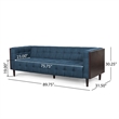 Benjara Yuro Sofa- 3 Seater- Chesterfield Button Tufted- 90 Inch- Blue Fabric