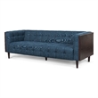 Benjara Yuro Sofa- 3 Seater- Chesterfield Button Tufted- 90 Inch- Blue Fabric