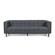 Benjara Yuro Sofa- 3 Seater- Chesterfield Button Tufted- 90 Inch- Gray Fabric