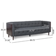 Benjara Yuro Sofa- 3 Seater- Chesterfield Button Tufted- 90 Inch- Gray Fabric