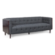 Benjara Yuro Sofa- 3 Seater- Chesterfield Button Tufted- 90 Inch- Gray Fabric
