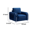 Benjara Wiena Accent Sofa Armchair- Vertical Pleated Blue Velvet- Chrome Legs