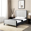 Benjara Jack California King Size Bed- Channel Tufted Ivory Upholstery- Black