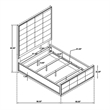Benjara Lyni Queen Bed- Grid Tufted Headboard- Ivory Upholstery- Oak Brown