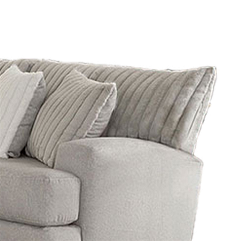 Benjara Tara 2pc Sectional Sofa and Chair- Gray Chenille- 9 Throw Pillows