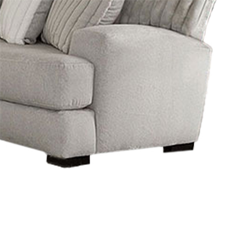 Benjara Tara 2pc Sectional Sofa and Chair- Gray Chenille- 9 Throw Pillows
