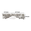 Benjara Tara 2pc Sectional Sofa and Chair- Gray Chenille- 9 Throw Pillows