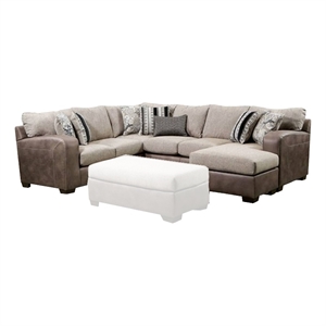 benjara 123&quot lila sectional sofa- brown microfiber- fabric- 7 pillows