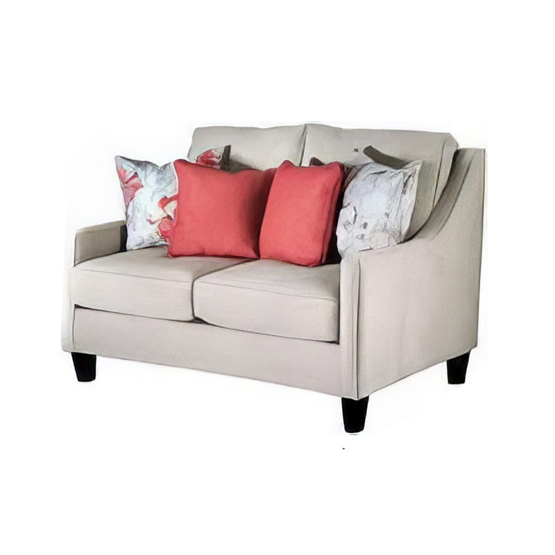 Benjara Cairn 2pc Sofa Loveseat Set- Ivory Chenille- Linen- 8 Accent Pillows