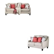 Benjara Cairn 2pc Sofa Loveseat Set- Ivory Chenille- Linen- 8 Accent Pillows