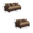 Benjara Flet 2pc Sofa Loveseat Set- Brown Chenille- Faux Leather- 8 Pillows