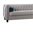 Benjara Silva Sofa Loveseat Set- 4 Lumbar Pillows- Gray Tufted Faux Velvet