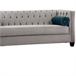 Benjara Silva Sofa Loveseat Set- 4 Lumbar Pillows- Gray Tufted Faux Velvet