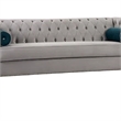Benjara Silva Sofa Loveseat Set- 4 Lumbar Pillows- Gray Tufted Faux Velvet