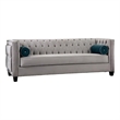 Benjara Silva Sofa Loveseat Set- 4 Lumbar Pillows- Gray Tufted Faux Velvet