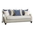 Benjara Efyn Sofa and Loveseat Set- Loose Pillow Back- Rich Ivory Burlap Weave