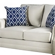 Benjara Vanni Sofa and Loveseat Set with Rolled Arms- Beige Blue Faux Linen