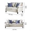 Benjara Vanni Sofa and Loveseat Set with Rolled Arms- Beige Blue Faux Linen