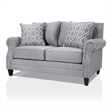 Benjara Vanni Sofa and Loveseat Set- 6 Accent Throw Pillows- Gray Faux Linen