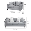 Benjara Vanni Sofa and Loveseat Set- 6 Accent Throw Pillows- Gray Faux Linen