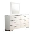 Benjara Cari 4 Pc King Bedroom Set w/ LED Headboard - White Wood/Chrome Stripes