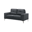 Benjara Moa 2pc Loveseat n Sofa Set- Modern Chrome Legs- Black Full Leather