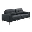 Benjara Moa 2pc Loveseat n Sofa Set- Modern Chrome Legs- Black Full Leather