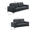 Benjara Moa 2pc Loveseat n Sofa Set- Modern Chrome Legs- Black Full Leather