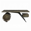 Benjara Bran Executive Office Desk with Power Dock- Drawer- Bronze Aluminum