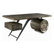 Benjara Bran Executive Office Desk with Power Dock- Drawer- Bronze Aluminum