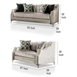 Benjara Enny Sofa and Loveseat Set- 6 Accent Pillows- Silver Black Chenille