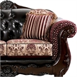 Benjara Quo 2pc Sofa Loveseat Set- Burgundy- Dark Brown Chenille- 4 Pillows
