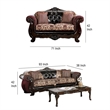 Benjara Quo 2pc Sofa Loveseat Set- Burgundy- Dark Brown Chenille- 4 Pillows