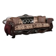Benjara Quo 2pc Sofa Loveseat Set- Brown Chenille and Faux Leather- 4 Pillows