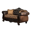 Benjara Quo 2pc Sofa Loveseat Set- Tan- Dark Brown Chenille- 4 Accent Pillows