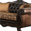 Benjara Quo 2pc Sofa Loveseat Set- Tan- Dark Brown Chenille- 4 Accent Pillows