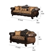 Benjara Quo 2pc Sofa Loveseat Set- Tan- Dark Brown Chenille- 4 Accent Pillows