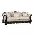 Benjara Delie 2pc Sofa Loveseat Set- Ivory Chenille- 4 Accent Throw Pillows