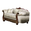 Benjara Delie 2pc Sofa Loveseat Set- Ivory Chenille- 4 Accent Throw Pillows