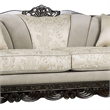 Benjara Delie 2pc Sofa Loveseat Set- Ivory Chenille- 4 Accent Throw Pillows