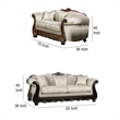 Benjara Delie 2pc Sofa Loveseat Set- Ivory Chenille- 4 Accent Throw Pillows