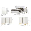 Benjara Dex 4 Piece Full Bedroom Set- White/Gold Accents- LED Headboard