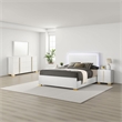 Benjara Dex 4 Piece Full Bedroom Set- White/Gold Accents- LED Headboard