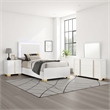 Benjara Dex 4 Piece Twin Bedroom Set- White/Gold Accents- LED Headboard