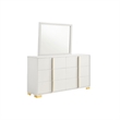 Benjara Dex 4 Piece Twin Bedroom Set- White/Gold Accents- LED Headboard