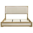Benjara Hyle King Size Bed- Natural Brown Hardwood- LED Backlit Headboard