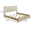 Benjara Hyle King Size Bed- Natural Brown Hardwood- LED Backlit Headboard