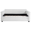 Benjara Ricia Twin Daybed with Trundle- Layered Bolster Design- White Boucle